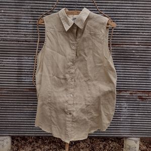 Edward Irish linen sleeveless blouse size  L